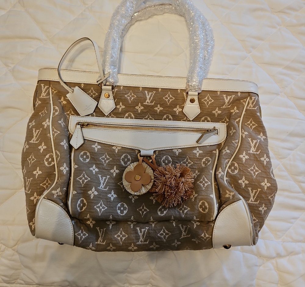 Louis Vuitton Tan and Cream Monogram Tote